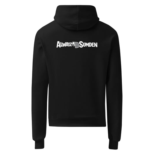 Alwayz Sumden classic logo with toilet paper roll black unisex champion hoodie with a logo on the chest