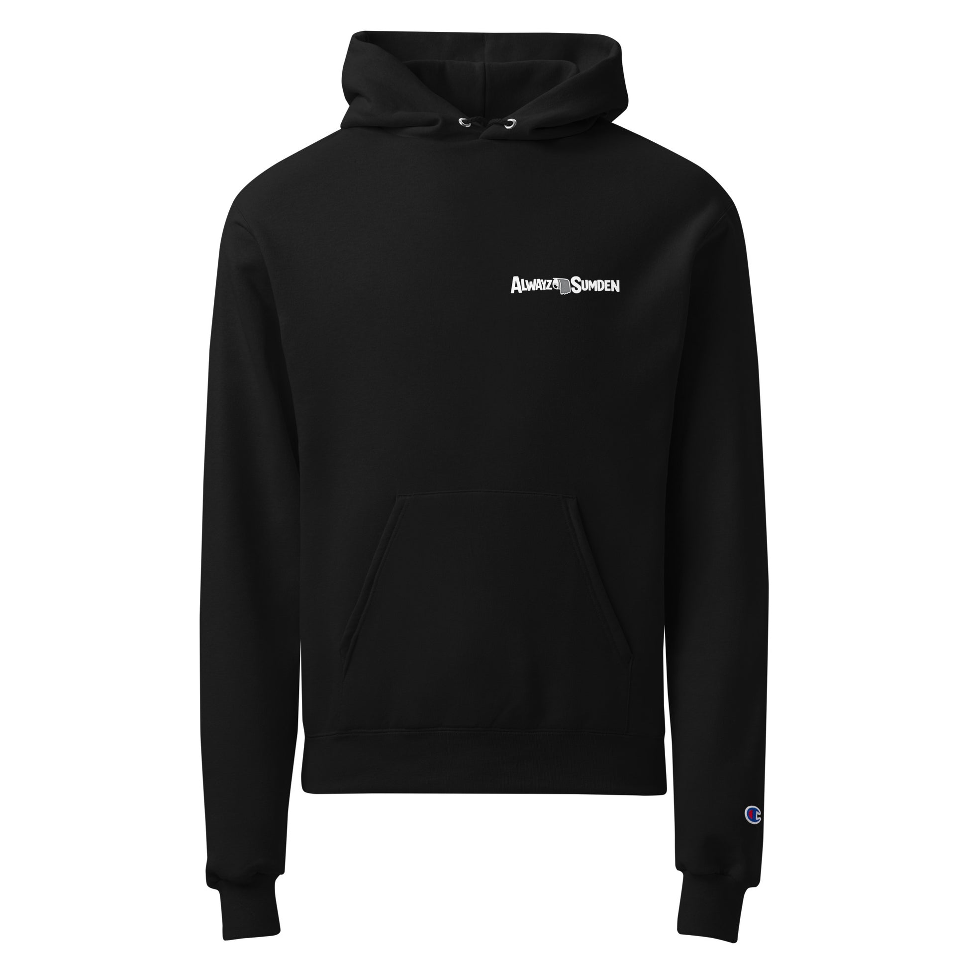 Alwayz Sumden classic logo with toilet paper roll black unisex champion hoodie with a logo on the chest 