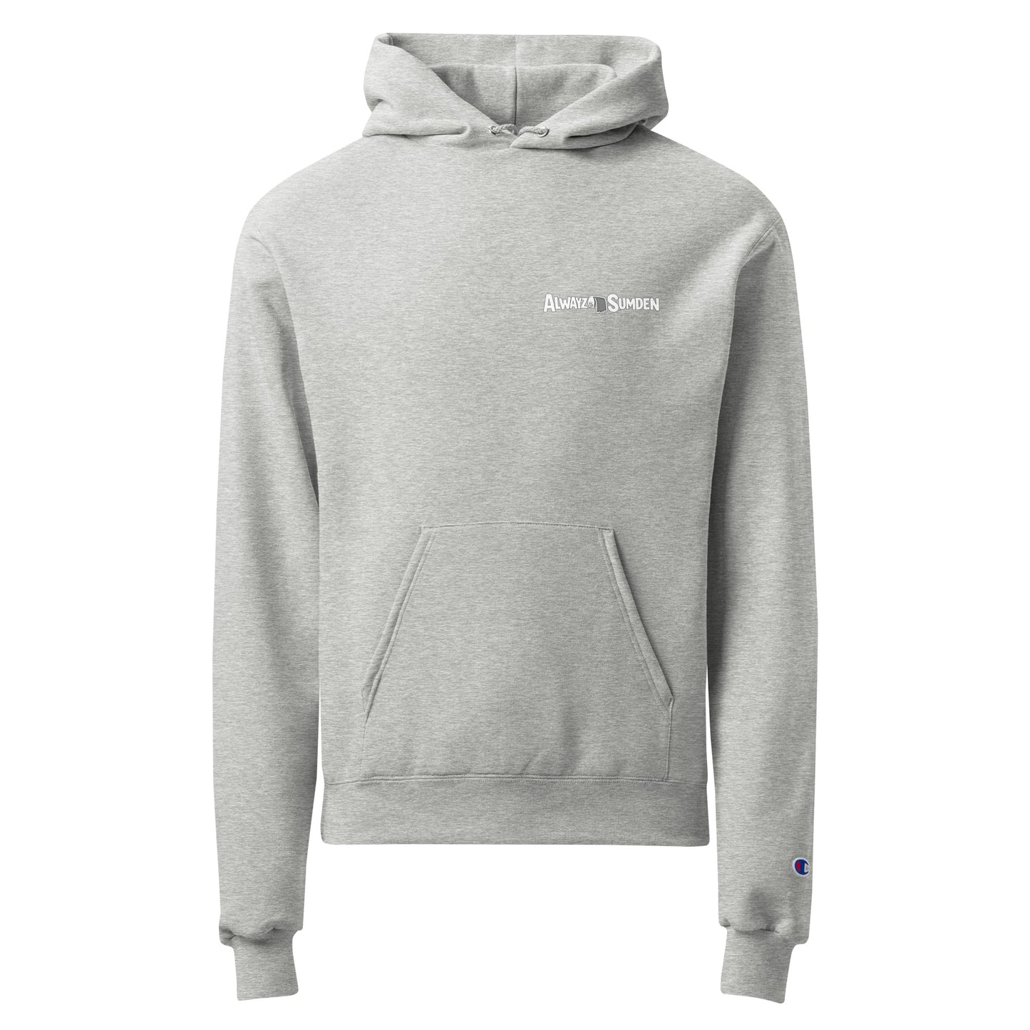 Alwayz Sumden classic logo with toilet paper roll gray unisex champion hoodie with a logo on the chest 