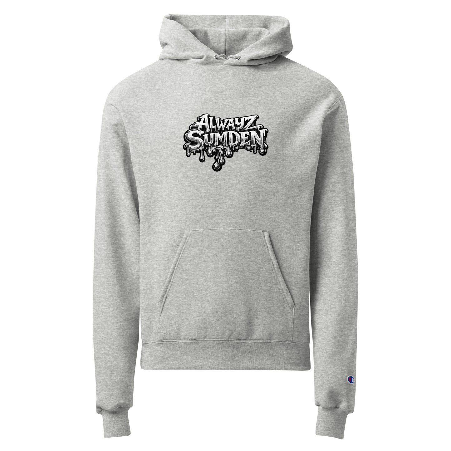 Alwayz Sumden gray hoodie with mushroom head puke graphic design. The face your brain makes